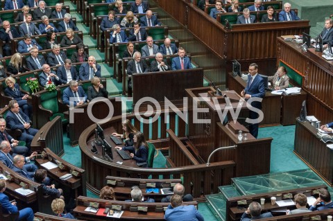  12.12.2018 WARSZAWA SEJM<br />POSIEDZENIE SEJMU<br />WOTUM ZAUFANIA DLA RZADU<br />N/Z SALA SEJMOWA MATEUSZ MORAWIECKI JAROSLAW KACZYNSKI WIDOK VIEW POSLOWIE<br /> 