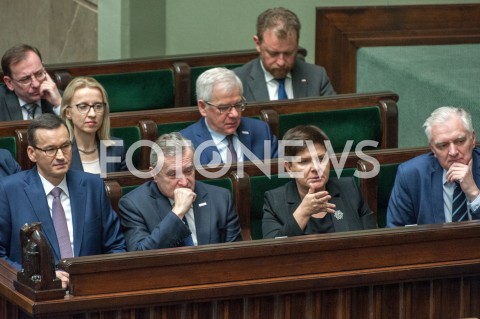  12.12.2018 WARSZAWA SEJM<br />POSIEDZENIE SEJMU<br />WOTUM ZAUFANIA DLA RZADU<br />N/Z PREMIER MATEUSZ MORAWIECKI BEATA SZYDLO PIOTR GLINSKI JAROSLAW GOWIN TERESA CZERWINSKA <br /> 
