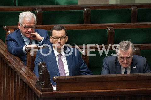  12.12.2018 WARSZAWA SEJM<br />POSIEDZENIE SEJMU<br />N/Z PREMIER MATEUSZ MORAWIECKI JACEK CZAPUTOWICZ PIOTR GLINSKI<br /> 
