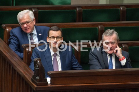  12.12.2018 WARSZAWA SEJM<br />POSIEDZENIE SEJMU<br />N/Z PREMIER MATEUSZ MORAWIECKI JACEK CZAPUTOWICZ PIOTR GLINSKI<br /> 