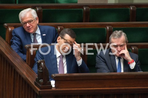  12.12.2018 WARSZAWA SEJM<br />POSIEDZENIE SEJMU<br />N/Z PREMIER MATEUSZ MORAWIECKI JACEK CZAPUTOWICZ PIOTR GLINSKI<br /> 