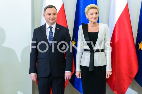  12.12.2018 WARSZAWA<br />WRECZENIE PRZEZ PREZYDENTA ZASLUZONYM DLA NIEPODLEGLEJ MEDALI STULECIA ODZYSKANEJ NIEPODLEGLOSCI<br />N/Z PREZYDENT RP ANDRZEJ DUDA AGATA KORNHAUSER DUDA<br /> 