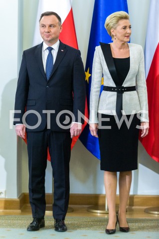  12.12.2018 WARSZAWA<br />WRECZENIE PRZEZ PREZYDENTA ZASLUZONYM DLA NIEPODLEGLEJ MEDALI STULECIA ODZYSKANEJ NIEPODLEGLOSCI<br />N/Z PREZYDENT RP ANDRZEJ DUDA AGATA KORNHAUSER DUDA<br /> 