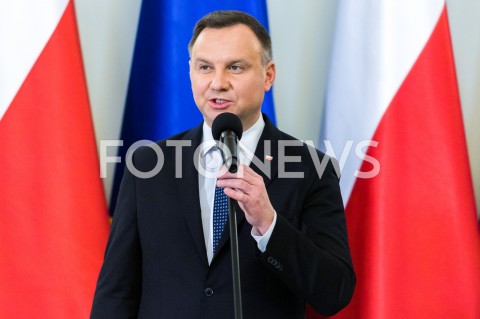  12.12.2018 WARSZAWA<br />WRECZENIE PRZEZ PREZYDENTA ZASLUZONYM DLA NIEPODLEGLEJ MEDALI STULECIA ODZYSKANEJ NIEPODLEGLOSCI<br />N/Z PREZYDENT RP ANDRZEJ DUDA <br /> 