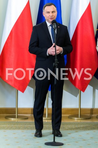  12.12.2018 WARSZAWA<br />WRECZENIE PRZEZ PREZYDENTA ZASLUZONYM DLA NIEPODLEGLEJ MEDALI STULECIA ODZYSKANEJ NIEPODLEGLOSCI<br />N/Z PREZYDENT RP ANDRZEJ DUDA <br /> 