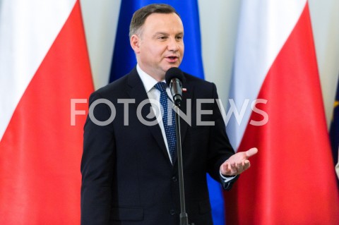  12.12.2018 WARSZAWA<br />WRECZENIE PRZEZ PREZYDENTA ZASLUZONYM DLA NIEPODLEGLEJ MEDALI STULECIA ODZYSKANEJ NIEPODLEGLOSCI<br />N/Z PREZYDENT RP ANDRZEJ DUDA <br /> 