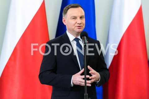 12.12.2018 WARSZAWA<br />WRECZENIE PRZEZ PREZYDENTA ZASLUZONYM DLA NIEPODLEGLEJ MEDALI STULECIA ODZYSKANEJ NIEPODLEGLOSCI<br />N/Z PREZYDENT RP ANDRZEJ DUDA <br /> 