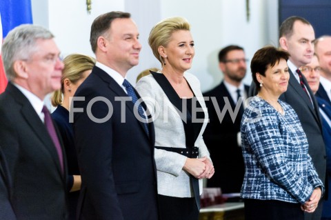  12.12.2018 WARSZAWA<br />WRECZENIE PRZEZ PREZYDENTA ZASLUZONYM DLA NIEPODLEGLEJ MEDALI STULECIA ODZYSKANEJ NIEPODLEGLOSCI<br />N/Z PREZYDENT RP ANDRZEJ DUDA AGATA KORNHAUSER DUDA<br /> 