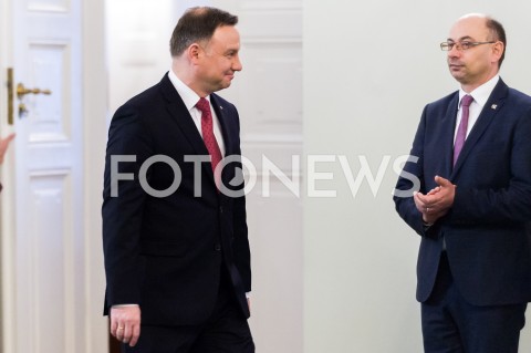  13.12.2018 WARSZAWA<br />WRECZENIE ODZNACZEN PANSTWOWYCH DZIALACZOM OPOZYCJI ANTYKOMUNISTYCZNEJ<br />N/Z PREZYDENT RP ANDRZEJ DUDA MARIUSZ SZPYTMA<br /> 