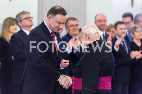  13.12.2018 WARSZAWA<br />WRECZENIE ODZNACZEN PANSTWOWYCH DZIALACZOM OPOZYCJI ANTYKOMUNISTYCZNEJ<br />N/Z PREZYDENT RP ANDRZEJ DUDA <br /> 