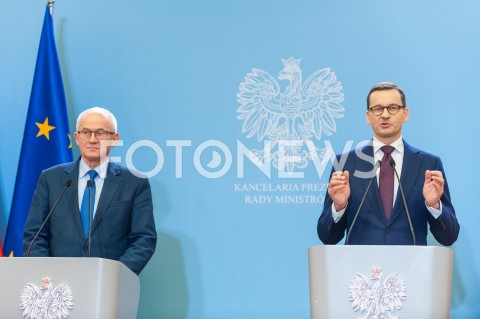  21.12.2018 WARSZAWA<br />KONFERENCJA W KANCELARII PREZESA RADY MINISTROW NA TEMAT CEN ENERGII<br />N/Z PREMIER MATEUSZ MORAWIECKI KRZYSZTOF TCHORZEWSKI<br /> 