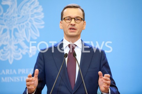  21.12.2018 WARSZAWA<br />KONFERENCJA W KANCELARII PREZESA RADY MINISTROW NA TEMAT CEN ENERGII<br />N/Z PREMIER MATEUSZ MORAWIECKI<br /> 