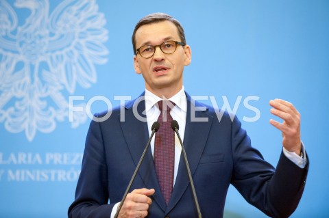  21.12.2018 WARSZAWA<br />KONFERENCJA W KANCELARII PREZESA RADY MINISTROW NA TEMAT CEN ENERGII<br />N/Z PREMIER MATEUSZ MORAWIECKI<br /> 
