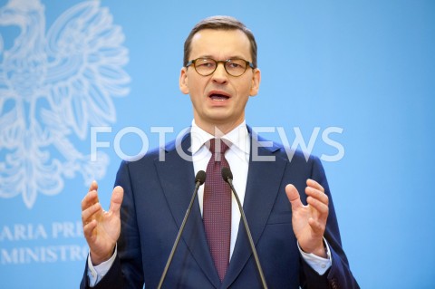  21.12.2018 WARSZAWA<br />KONFERENCJA W KANCELARII PREZESA RADY MINISTROW NA TEMAT CEN ENERGII<br />N/Z PREMIER MATEUSZ MORAWIECKI<br /> 