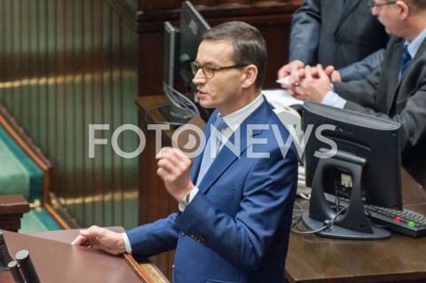  28.12.2018 WARSZAWA SEJM<br />POSIEDZENIE SEJMU<br />DEBATA I GLOSOWANIE NAD USTAWA ZAPOBIEGAJACA WZROSTOWI CEN PRADU W 2019 ROKU<br />N/Z PREMIER MATEUSZ MORAWIECKI<br /> 
