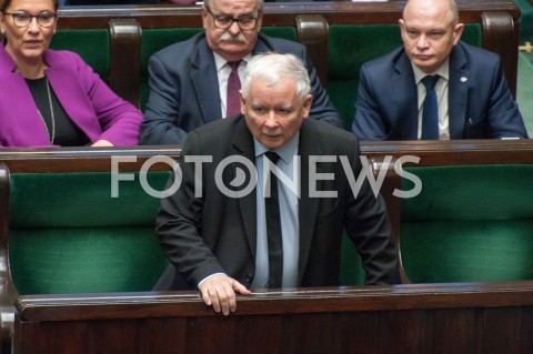  28.12.2018 WARSZAWA SEJM<br />POSIEDZENIE SEJMU<br />DEBATA I GLOSOWANIE NAD USTAWA ZAPOBIEGAJACA WZROSTOWI CEN PRADU W 2019 ROKU<br />N/Z PREZES JAROSLAW KACZYNSKI<br /> 