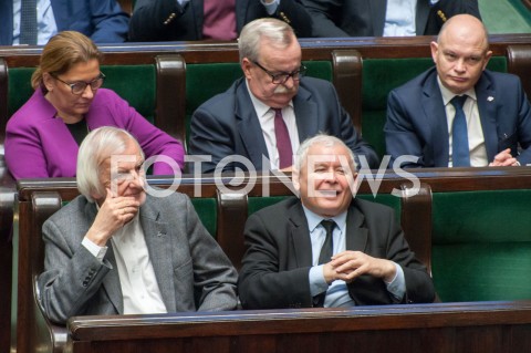  28.12.2018 WARSZAWA SEJM<br />POSIEDZENIE SEJMU<br />DEBATA I GLOSOWANIE NAD USTAWA ZAPOBIEGAJACA WZROSTOWI CEN PRADU W 2019 ROKU<br />N/Z PREZES JAROSLAW KACZYNSKI RYSZARD TERLECKI<br /> 