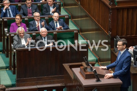  28.12.2018 WARSZAWA SEJM<br />POSIEDZENIE SEJMU<br />DEBATA I GLOSOWANIE NAD USTAWA ZAPOBIEGAJACA WZROSTOWI CEN PRADU W 2019 ROKU<br />N/Z PREMIER MATEUSZ MORAWIECKI PREZES JAROSLAW KACZYNSKI<br /> 
