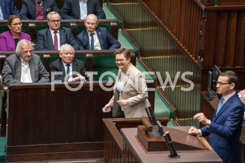  28.12.2018 WARSZAWA SEJM<br />POSIEDZENIE SEJMU<br />DEBATA I GLOSOWANIE NAD USTAWA ZAPOBIEGAJACA WZROSTOWI CEN PRADU W 2019 ROKU<br />N/Z PREMIER MATEUSZ MORAWIECKI PREZES JAROSLAW KACZYNSKI KATARZYNA LUBNAUER<br /> 