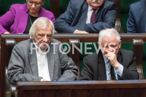  28.12.2018 WARSZAWA SEJM<br />POSIEDZENIE SEJMU<br />DEBATA I GLOSOWANIE NAD USTAWA ZAPOBIEGAJACA WZROSTOWI CEN PRADU W 2019 ROKU<br />N/Z PREZES JAROSLAW KACZYNSKI RYSZARD TERLECKI<br /> 