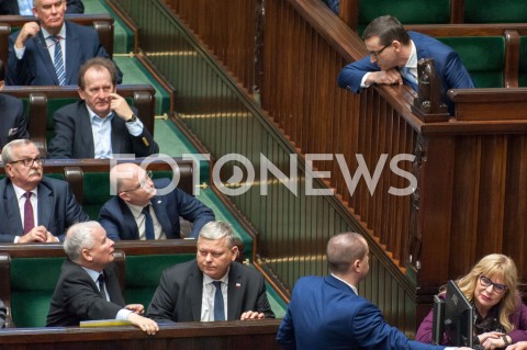  28.12.2018 WARSZAWA SEJM<br />POSIEDZENIE SEJMU<br />DEBATA I GLOSOWANIE NAD USTAWA ZAPOBIEGAJACA WZROSTOWI CEN PRADU W 2019 ROKU<br />N/Z PREMIER MATEUSZ MORAWIECKI PREZES JAROSLAW KACZYNSKI<br /> 