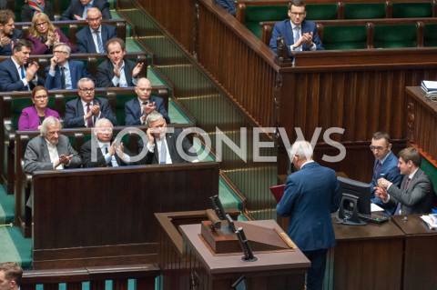  28.12.2018 WARSZAWA SEJM<br />POSIEDZENIE SEJMU<br />DEBATA I GLOSOWANIE NAD USTAWA ZAPOBIEGAJACA WZROSTOWI CEN PRADU W 2019 ROKU<br />N/Z KRZYSZTOF TCHORZEWSKI PREMIER MATEUSZ MORAWIECKI PREZES JAROSLAW KACZYNSKI<br /> 