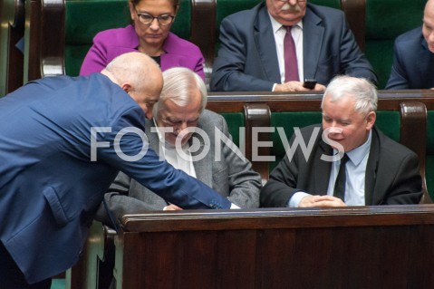  28.12.2018 WARSZAWA SEJM<br />POSIEDZENIE SEJMU<br />DEBATA I GLOSOWANIE NAD USTAWA ZAPOBIEGAJACA WZROSTOWI CEN PRADU W 2019 ROKU<br />N/Z JAROSLAW KACZYNSKI JOACHIM BRUDZINSKI<br /> 