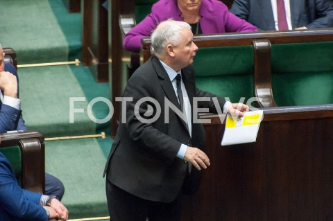  28.12.2018 WARSZAWA SEJM<br />POSIEDZENIE SEJMU<br />DEBATA I GLOSOWANIE NAD USTAWA ZAPOBIEGAJACA WZROSTOWI CEN PRADU W 2019 ROKU<br />N/Z JAROSLAW KACZYNSKI<br /> 