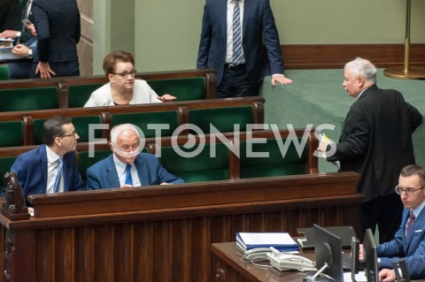  28.12.2018 WARSZAWA SEJM<br />POSIEDZENIE SEJMU<br />DEBATA I GLOSOWANIE NAD USTAWA ZAPOBIEGAJACA WZROSTOWI CEN PRADU W 2019 ROKU<br />N/Z PREZES JAROSLAW KACZYNSKI PREMIER MATEUSZ MORAWIECKI KRZYSZTOF TCHORZEWSKI<br /> 