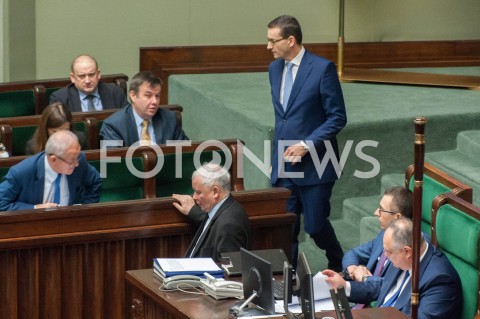  28.12.2018 WARSZAWA SEJM<br />POSIEDZENIE SEJMU<br />DEBATA I GLOSOWANIE NAD USTAWA ZAPOBIEGAJACA WZROSTOWI CEN PRADU W 2019 ROKU<br />N/Z PREMIER MATEUSZ MORAWIECKI PREZES JAROSLAW KACZYNSKI<br /> 