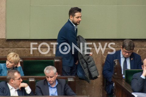  28.12.2018 WARSZAWA SEJM<br />POSIEDZENIE SEJMU<br />DEBATA I GLOSOWANIE NAD USTAWA ZAPOBIEGAJACA WZROSTOWI CEN PRADU W 2019 ROKU<br />N/Z PATRYK JAKI<br /> 