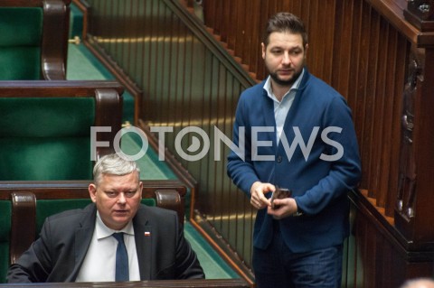 28.12.2018 WARSZAWA SEJM<br />POSIEDZENIE SEJMU<br />DEBATA I GLOSOWANIE NAD USTAWA ZAPOBIEGAJACA WZROSTOWI CEN PRADU W 2019 ROKU<br />N/Z PATRYK JAKI MAREK SUSKI<br /> 