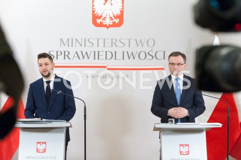  31.12.2018 WARSZAWA<br />KONFERENCJA W MINISTERSTWIE SPRAWIEDLIWOSCI<br />N/Z ZBIGNIEW ZIOBRO PATRYK JAKI<br /> 