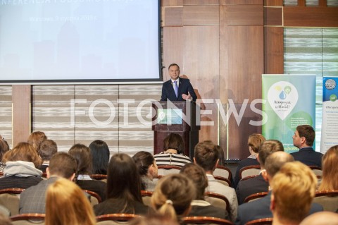  09.01.2019 WARSZAWA<br />KONFERENCJA OPRACOWANIE PLANOW ADAPTACJI DO ZMIAN KLIMATU W MIASTACH POWYZEJ 100 TYSIECY MIESZKANCOW<br />N/Z PREZYDENT ANDRZEJ DUDA<br /> 