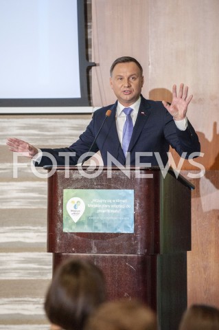  09.01.2019 WARSZAWA<br />KONFERENCJA OPRACOWANIE PLANOW ADAPTACJI DO ZMIAN KLIMATU W MIASTACH POWYZEJ 100 TYSIECY MIESZKANCOW<br />N/Z PREZYDENT ANDRZEJ DUDA<br /> 
