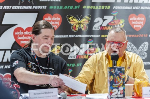  13.01.2019 WARSZAWA<br />27. FINAL WIELKIEJ ORKIESTRY SWIATECZNEJ POMOCY<br />N/Z JERZY JUREK OWSIAK KRZYSZTOF DOBIES<br /> 