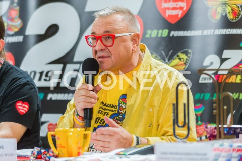  13.01.2019 WARSZAWA <br />27 FINAL WIELKIEJ ORKIESTRY SWIATECZNEJ POMOCY<br />KONFERENCJA PRASOWA <br />N/Z JUREK JERZY OWSIAK<br /> 