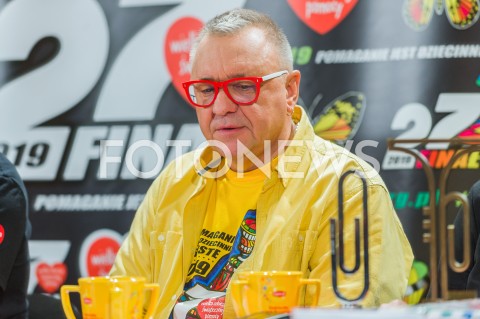  13.01.2019 WARSZAWA <br />27 FINAL WIELKIEJ ORKIESTRY SWIATECZNEJ POMOCY<br />KONFERENCJA PRASOWA <br />N/Z JUREK JERZY OWSIAK<br /> 