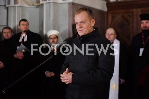  14.01.2019 GDANSK<br />POZEGNANIE PREZYDENTA GDANSKA PAWLA ADAMOWICZA PRZEZ GDANSZCZAN<br />N/Z DONALD TUSK<br /> 