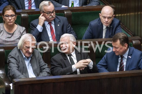  16.01.2019 WARSZAWA SEJM<br />POSIEDZENIE SEJMU<br />N/Z JAROSLAW KACZYNSKI RYSZARD TERLECKI MARIUSZ BLASZCZAK<br /> 