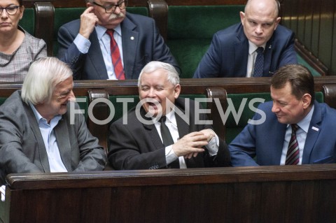  16.01.2019 WARSZAWA SEJM<br />POSIEDZENIE SEJMU<br />N/Z JAROSLAW KACZYNSKI RYSZARD TERLECKI MARIUSZ BLASZCZAK<br /> 