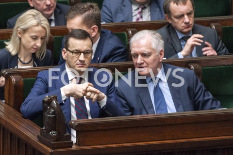  16.01.2019 WARSZAWA SEJM<br />POSIEDZENIE SEJMU<br />N/Z PREMIER MATEUSZ MORAWIECKI JAROSLAW GOWIN<br /> 