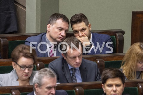  16.01.2019 WARSZAWA SEJM<br />POSIEDZENIE SEJMU<br />N/Z ZBIGNIEW ZIOBRO PATRYK JAKI<br /> 