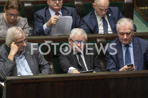  16.01.2019 WARSZAWA SEJM<br />POSIEDZENIE SEJMU<br />N/Z JAROSLAW KACZYNSKI RYSZARD TERLECKI JAROSLAW GOWIN<br /> 