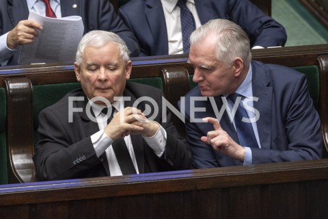 16.01.2019 WARSZAWA SEJM<br />POSIEDZENIE SEJMU<br />N/Z JAROSLAW KACZYNSKI JAROSLAW GOWIN<br /> 
