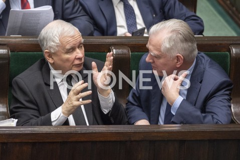  16.01.2019 WARSZAWA SEJM<br />POSIEDZENIE SEJMU<br />N/Z JAROSLAW KACZYNSKI JAROSLAW GOWIN<br /> 