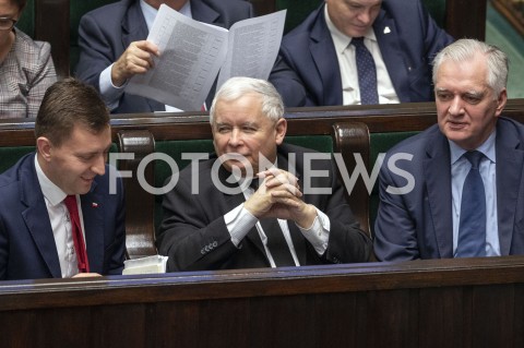  16.01.2019 WARSZAWA SEJM<br />POSIEDZENIE SEJMU<br />N/Z JAROSLAW KACZYNSKI JAROSLAW GOWIN LUKASZ SCHREIBER<br /> 