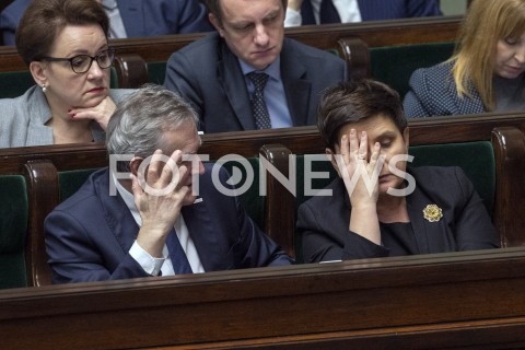  16.01.2019 WARSZAWA SEJM<br />POSIEDZENIE SEJMU<br />N/Z PIOTR GLINSKI BEATA SZYDLO<br /> 