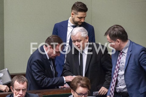  16.01.2019 WARSZAWA SEJM<br />POSIEDZENIE SEJMU<br />N/Z JAROSLAW KACZYNSKI ZBIGNIEW ZIOBRO PATRYK JAKI MARIUSZ KAMINSKI<br /> 