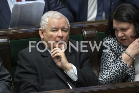  16.01.2019 WARSZAWA SEJM<br />POSIEDZENIE SEJMU<br />N/Z JAROSLAW KACZYNSKI ANNA SOBECKA<br /> 
